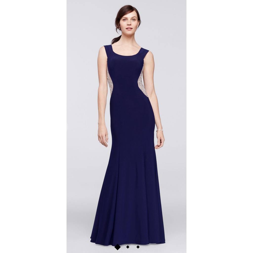 Xscape Illusion Panel Scoopneck Long Dress